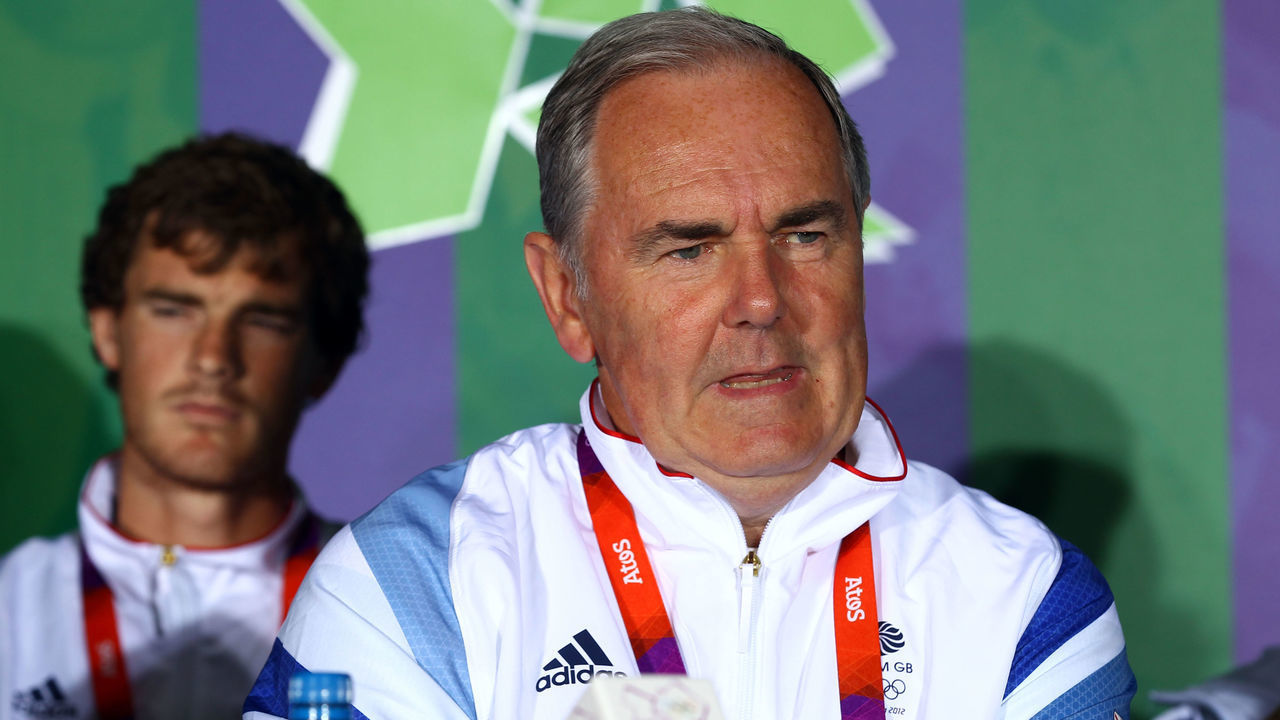 LONDON, ENGLAND - JULY 25: Team Leader Paul Hutchins attends a press conference during a practice session ahead of the 2012 London Olympic Games at the All England Lawn Tennis and Croquet Club in Wimbledon on July 25, 2012 in London, England.