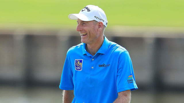 PONTE VEDRA BEACH, FLORIDA - MARCH 15: Jim Furyk of the United States reacts on the 17th green during the second round of The PLAYERS Championship on The Stadium Course at TPC Sawgrass on March 15, 2019 in Ponte Vedra Beach, Florida.