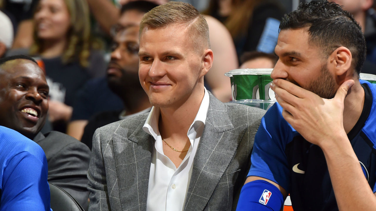 WASHINGTON, DC - MARCH 6: Kristaps Porzingis #6 of the Dallas Mavericks smiles during the game against the Washington Wizards on March 6, 2019 at Capital One Arena in Washington, DC. Mandatory Copyright Notice: Copyright 2019 NBAE