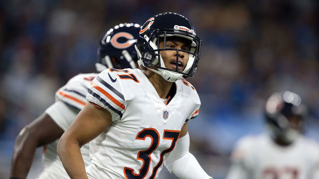 Chicago Bears cornerback Bryce Callahan (37) is seen during the first half of an NFL football game against the Detroit Lions in Detroit, Michigan USA, on Thursday, November 22, 2018.
