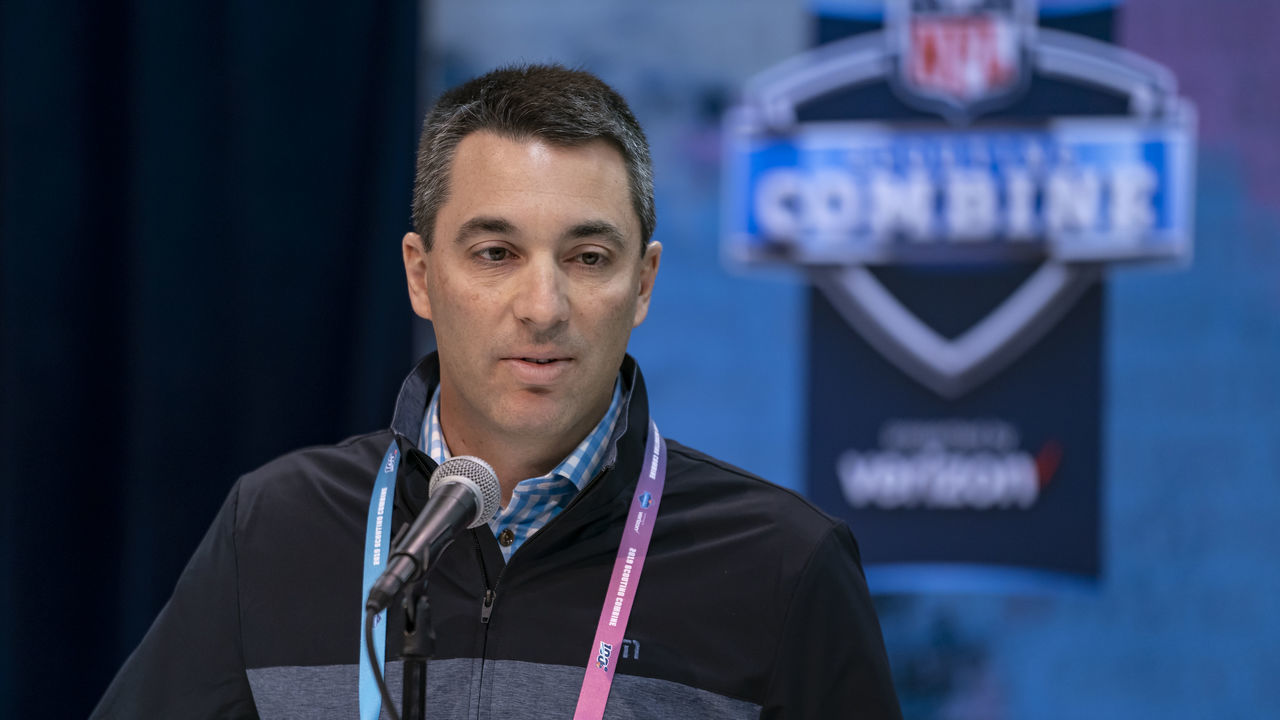 INDIANAPOLIS, IN - FEBRUARY 27: Tom Telesco general manager of the Los Angeles Chargers is seen at the 2019 NFL Combine at Lucas Oil Stadium on February 28, 2019 in Indianapolis, Indiana.