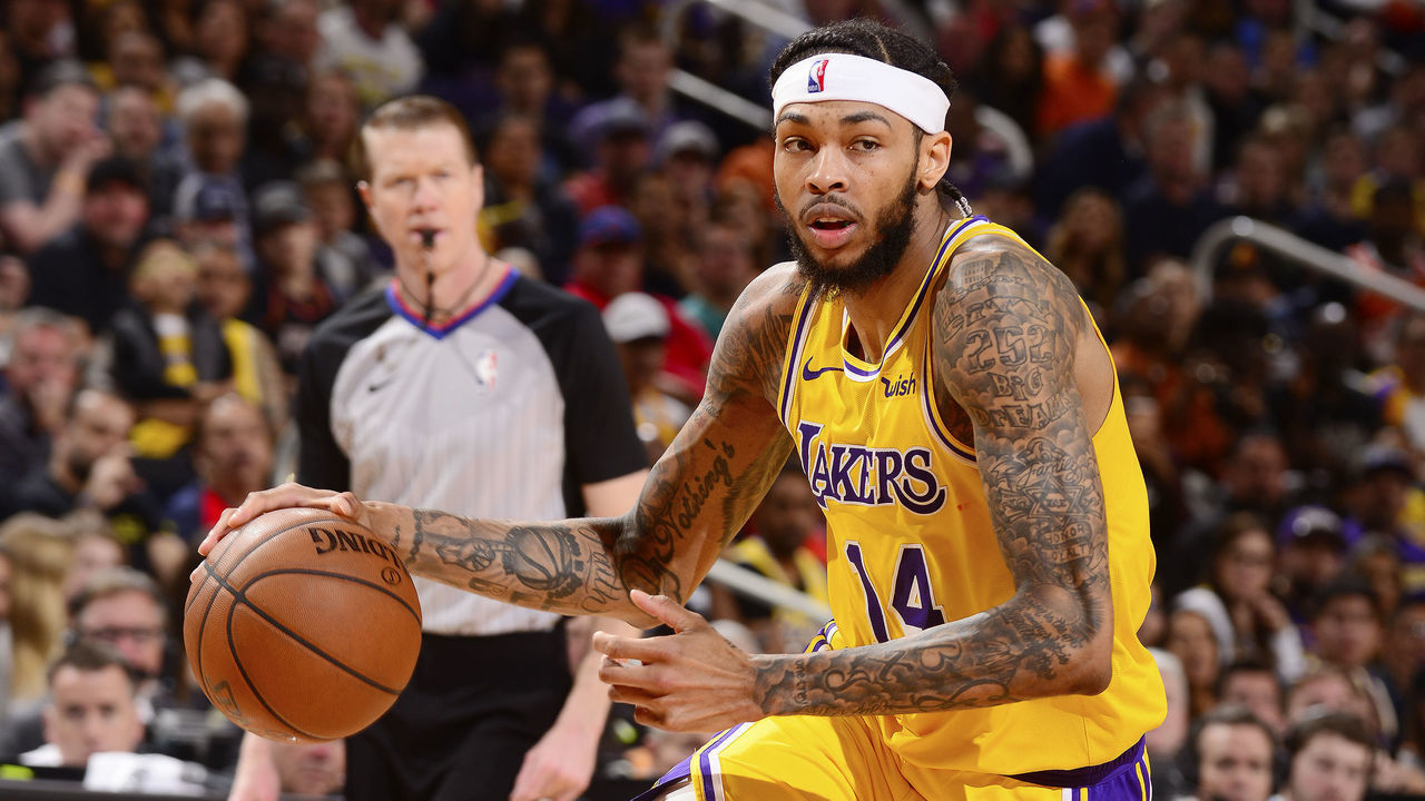 PHOENIX, AZ - MARCH 2: Brandon Ingram #14 of the Los Angeles Lakers handles the ball during the game against the Phoenix Suns on March 2, 2019 at Talking Stick Resort Arena in Phoenix, Arizona. Mandatory Copyright Notice: Copyright 2019 NBAE