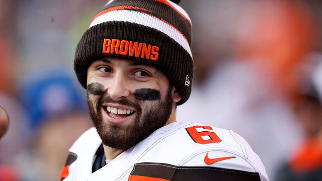 CINCINNATI, OH - NOVEMBER 25: Baker Mayfield #6 of the Cleveland Browns walks off of the field after defeating the Cincinnati Bengals 35-20 at Paul Brown Stadium on November 25, 2018 in Cincinnati, Ohio.