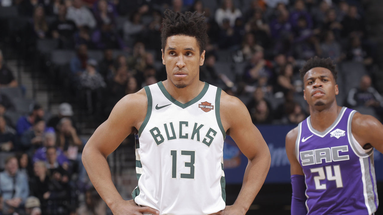 SACRAMENTO, CA - FEBRUARY 27: Malcolm Brogdon #13 of the Milwaukee Bucks looks on during the game against the Sacramento Kings on February 27, 2019 at Golden 1 Center in Sacramento, California. NOTE TO USER: User expressly acknowledges and agrees that, by downloading and or using this photograph, User is consenting to the terms and conditions of the Getty Images Agreement. Mandatory Copyright Notice: Copyright 2019 NBAE
