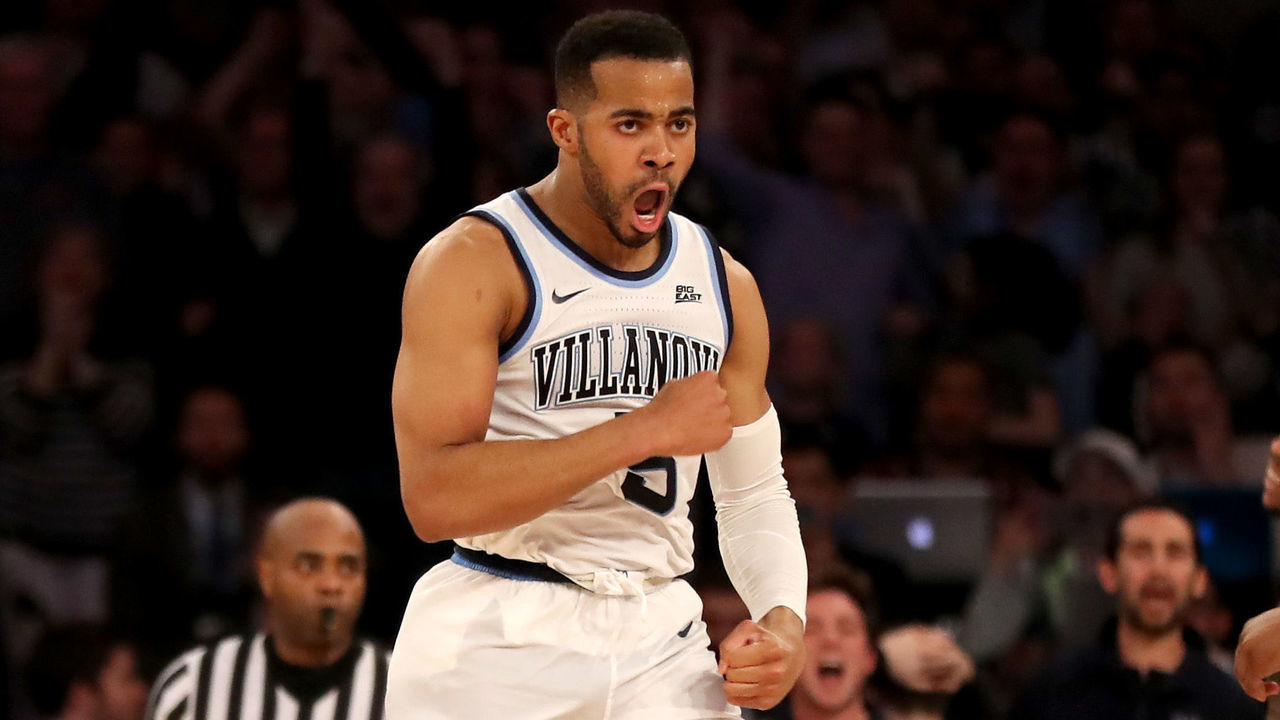 NEW YORK, NEW YORK - MARCH 15: Phil Booth #5 of the Villanova Wildcats celebrates in the second half against the Xavier Musketeers during the semifinal round of the Big East Tournament at Madison Square Garden on March 15, 2019 in New York City.