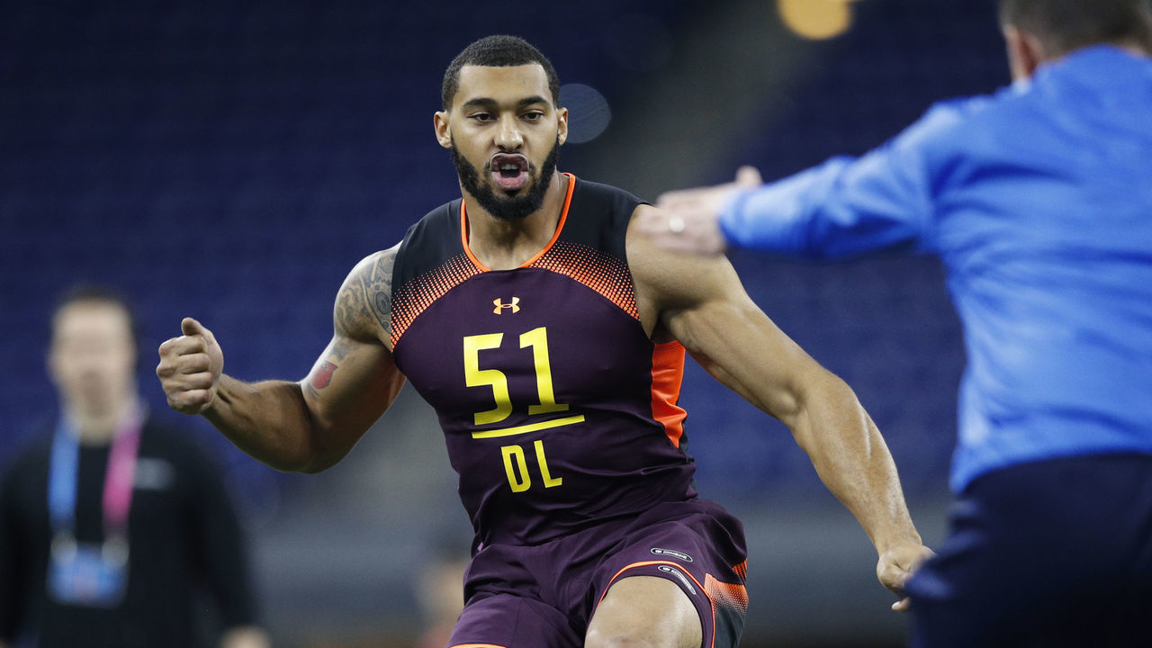 INDIANAPOLIS, IN - MARCH 03: Defensive lineman Montez Sweat of Mississippi State works out during day four of the NFL Combine at Lucas Oil Stadium on March 3, 2019 in Indianapolis, Indiana.