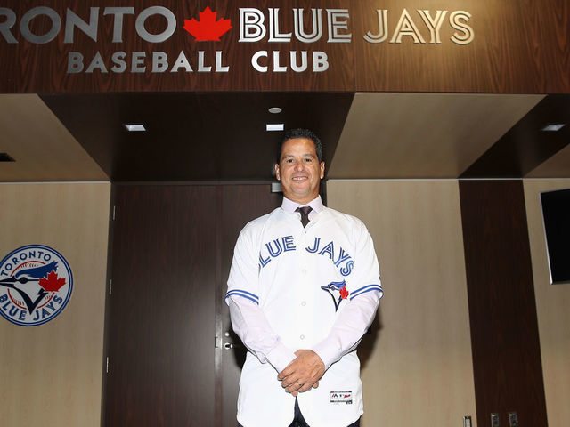 View of a Toronto Blue Jays logo on a jersey worn by a member of the  News Photo - Getty Images