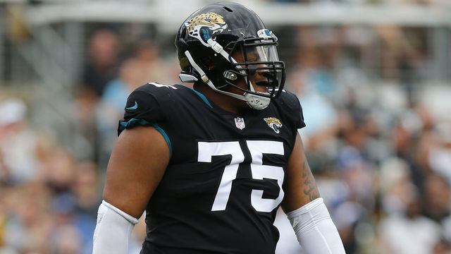 JACKSONVILLE, FL - DECEMBER 02: Jacksonville Jaguars Offensive Tackle Ereck Flowers (75) walks off the field during the game between the Indianapolis Colts and the Jacksonville Jaguars on December 2, 2018 at TIAA Bank Field in Jacksonville, Fl.