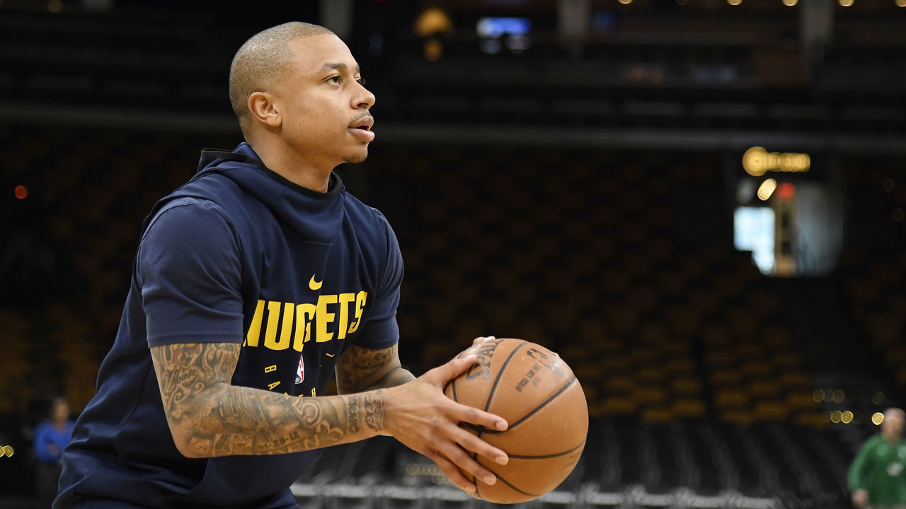 BOSTON, MA - MARCH 18: Isaiah Thomas #0 of the Denver Nuggets warms up prior to the game against the Boston Celtics on March 18, 2019 at the TD Garden in Boston, Massachusetts. Mandatory Copyright Notice: Copyright 2019 NBAE