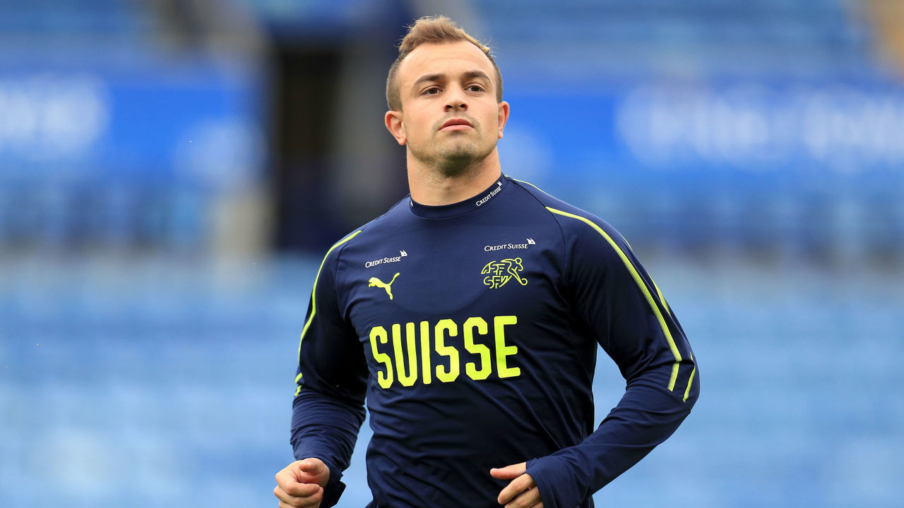 Switzerland's Xherdan Shaqiri during a training session at The King Power Stadium, Leicester.