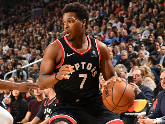 TORONTO, CANADA - MARCH 18: Kyle Lowry #7 of the Toronto Raptors handles the ball against the New York Knicks on March 18, 2019 at the Scotiabank Arena in Toronto, Ontario, Canada. Mandatory Copyright Notice: Copyright 2019 NBAE