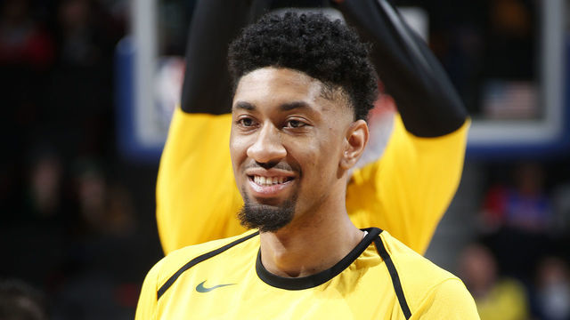 DETROIT, MI - JANUARY 29: Christian Wood #35 of the Milwaukee Bucks wars up prior to the game against the Detroit Pistons on January 29, 2019 at Little Caesars Arena in Detroit, Michigan. NOTE TO USER: User expressly acknowledges and agrees that, by downloading and/or using this photograph, User is consenting to the terms and conditions of the Getty Images License Agreement. Mandatory Copyright Notice: Copyright 2019 NBAE