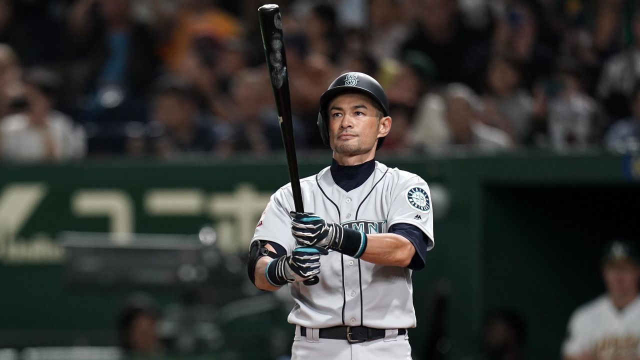 TOKYO, JAPAN - MARCH 21: Outfielder Ichiro Suzuki #51 of the Seattle Mariners at bat in 4th inning during the game between Seattle Mariners and Oakland Athletics at Tokyo Dome on March 21, 2019 in Tokyo, Japan.