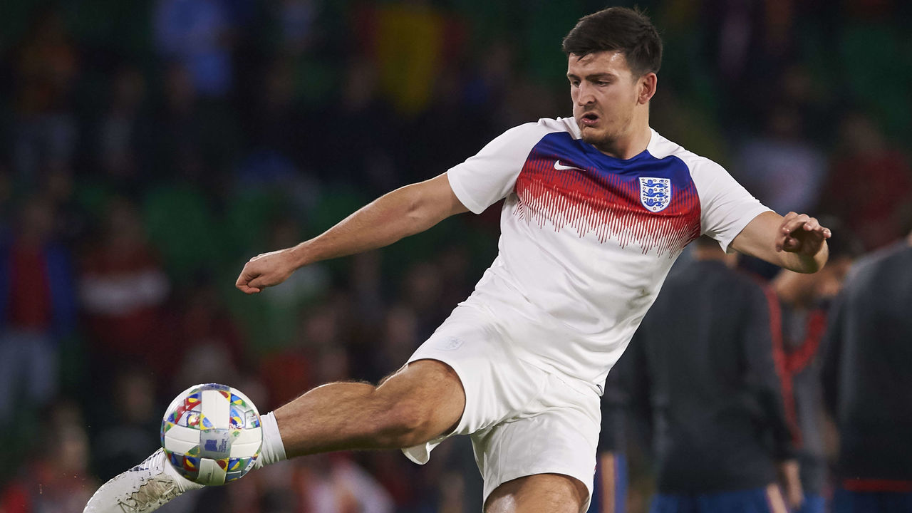 SEVILLE, SPAIN - OCTOBER 15: Harry Maguire of England warms up prior to the UEFA Nations League A Group Four match between Spain and England at Estadio Benito Villamarin on October 15, 2018 in Seville, Spain.