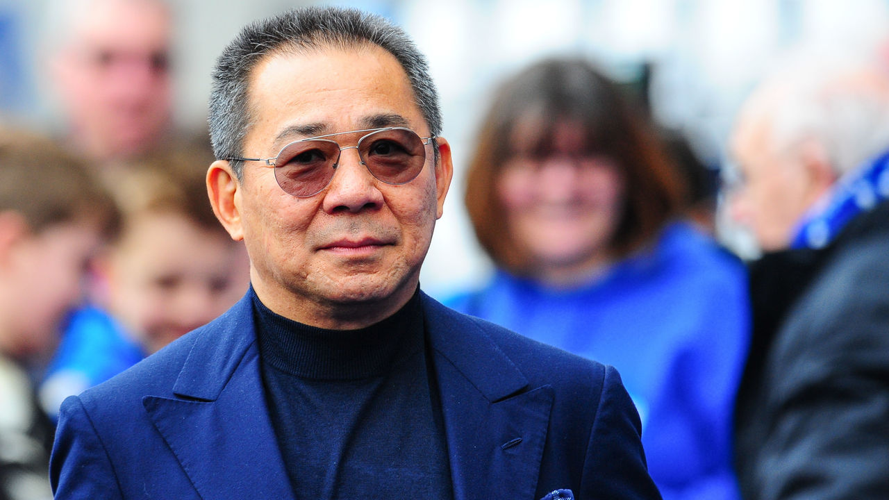 NEWCASTLE, ENGLAND - APRIL 7: Leicester Chairman Vichai Srivaddhanaprabha arrives on his 60th birthday for the Premier League Match between Leicester City and Newcastle United at The King Power Stadium on April 7, 2018, in Leicester, England.