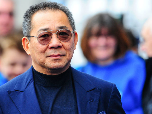 NEWCASTLE, ENGLAND - APRIL 7: Leicester Chairman Vichai Srivaddhanaprabha arrives on his 60th birthday for the Premier League Match between Leicester City and Newcastle United at The King Power Stadium on April 7, 2018, in Leicester, England.