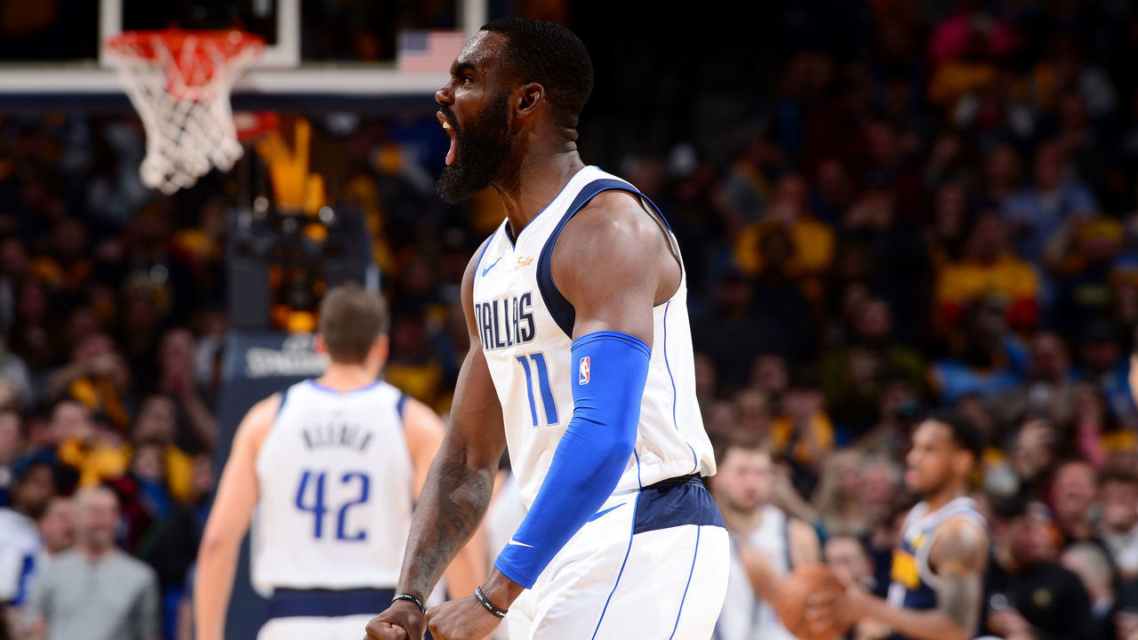 DENVER, CO - MARCH 14: Tim Hardaway Jr. #11 of the Dallas Mavericks reacts to a play during the game against the Denver Nuggets on March 14, 2019 at the Pepsi Center in Denver, Colorado. NOTE TO USER: User expressly acknowledges and agrees that, by downloading and/or using this photograph, user is consenting to the terms and conditions of the Getty Images License Agreement. Mandatory Copyright Notice: Copyright 2019 NBAE