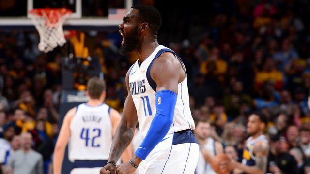 DENVER, CO - MARCH 14: Tim Hardaway Jr. #11 of the Dallas Mavericks reacts to a play during the game against the Denver Nuggets on March 14, 2019 at the Pepsi Center in Denver, Colorado. NOTE TO USER: User expressly acknowledges and agrees that, by downloading and/or using this photograph, user is consenting to the terms and conditions of the Getty Images License Agreement. Mandatory Copyright Notice: Copyright 2019 NBAE