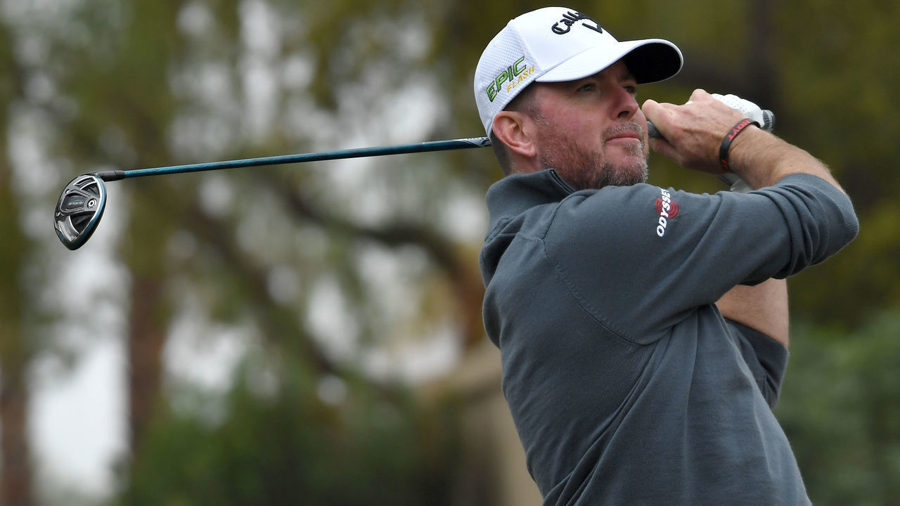 LA QUINTA, CALIFORNIA - JANUARY 17: Robert Garrigus of the United States tees off at the 2nd hole during the first round of the Desert Classic at the Stadium Course on January 17, 2019 in La Quinta, California.