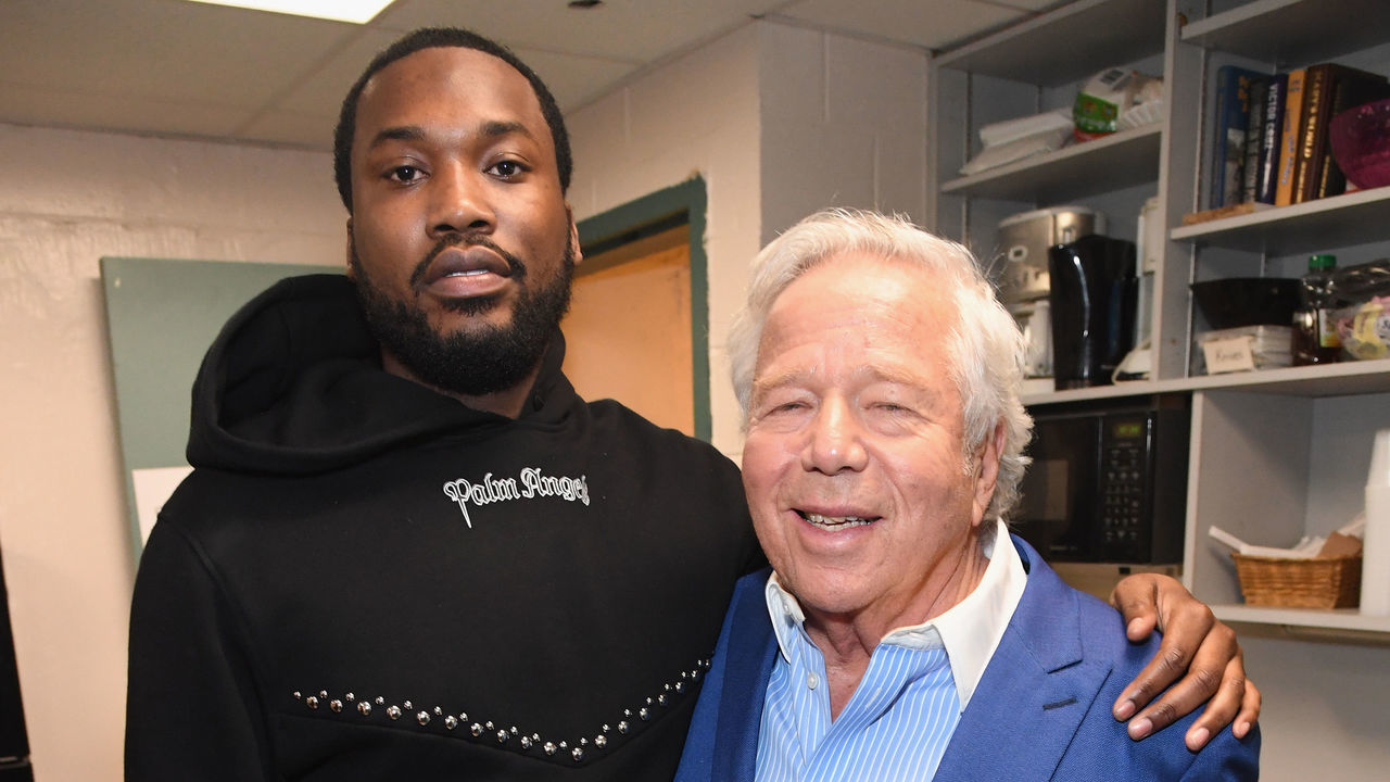 NEW YORK, NY - JANUARY 23: Meek Mill and Robert Kraft attend the launch of The Reform Alliance at John Jay College on January 23, 2019 in New York City.