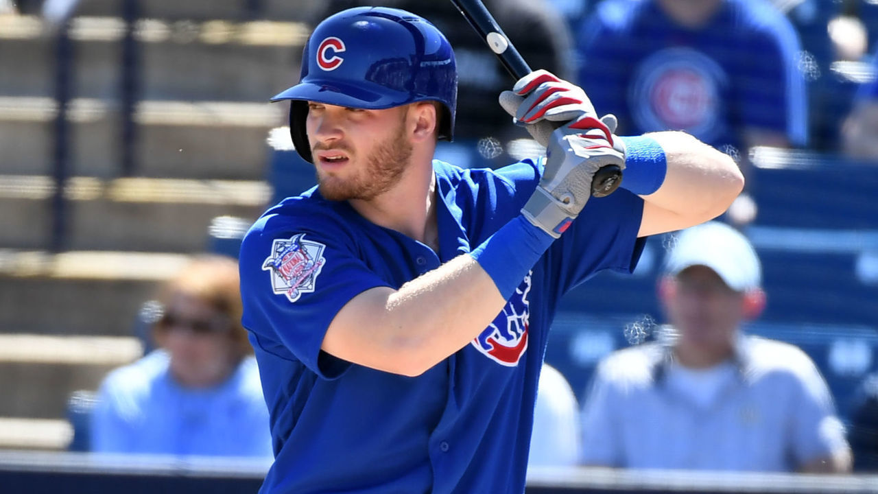 PHOENIX, ARIZONA - MARCH 10: Ian Happ #8 of the Chicago Cubs gets ready in the batters box against the Milwaukee Brewers during a spring training game at Maryvale Baseball Park on March 10, 2019 in Phoenix, Arizona.