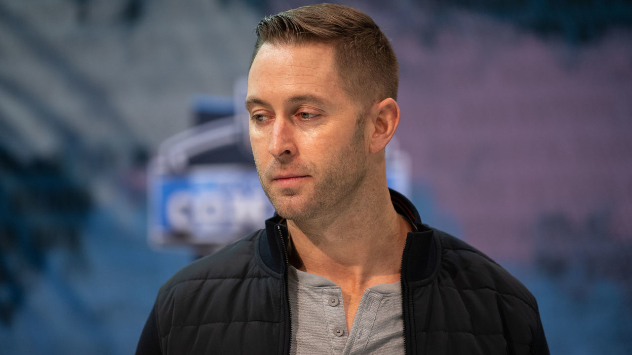 INDIANAPOLIS, IN - FEBRUARY 27: Arizona Cardinals head coach Kliff Kingsbury answers questions from the media during the NFL Scouting Combine on February 27, 2019 at the Indiana Convention Center in Indianapolis, IN.