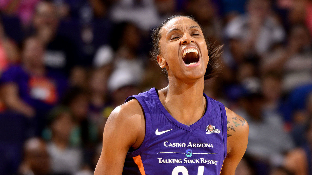 PHOENIX, AZ - SEPTEMBER 2: DeWanna Bonner #24 of the Phoenix Mercury reacts against the Seattle Storm during Game Four of the 2018 WNBA Semifinals on September 02, 2018 at Talking Stick Resort Arena in Phoenix, AZ. Mandatory Copyright Notice: Copyright 2018 NBAE