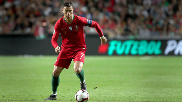 Portugal's forward Cristiano Ronaldo in action during the UEFA EURO 2020 group B qualifying football match Portugal vs Serbia, at the Luz Stadium in Lisbon, Portugal, on March 25, 2019. ( Photo by Pedro Fiúza/NurPhoto via Getty Images)
