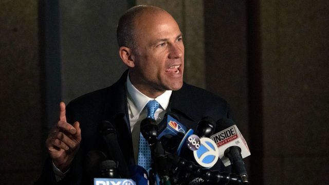 Attorney Michael Avenatti speaks to the press after leaving the federal court house in Manhattan on March 25, 2019 in New York City. - Michael Avenatti, who shot to fame as the lawyer of adult film star Stormy Daniels, was arrested on March 25, 2019, on charges of trying to extort more than $20 million from Nike and for embezzling from a client. The celebrity attorney, who represented Daniels in her lawsuit against President Donald Trump, was arrested in New York based on separate complaints filed in that city as well as Los Angeles.