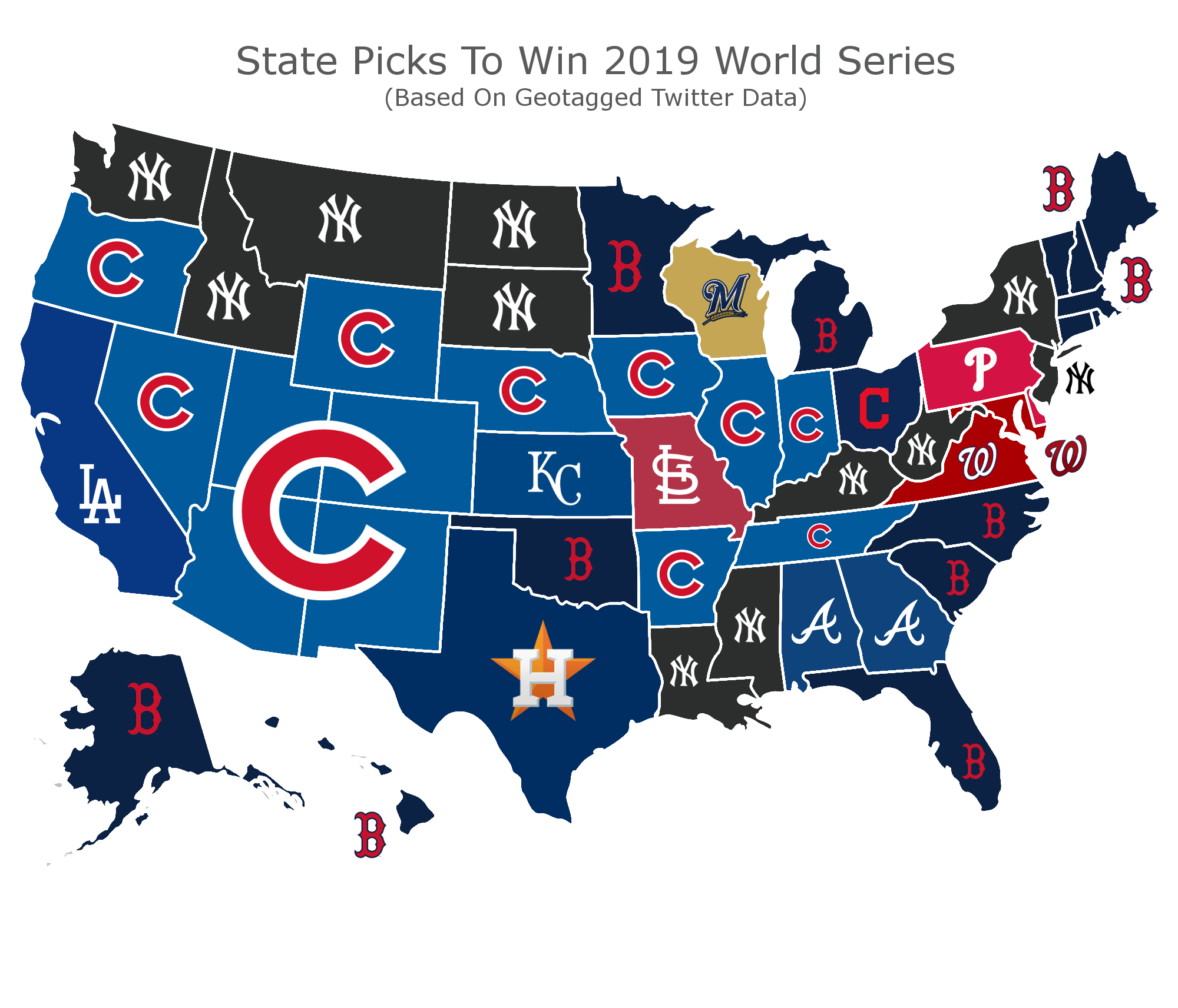 Twitter map shows each state's pick to win 2019 World Series  theScore.com