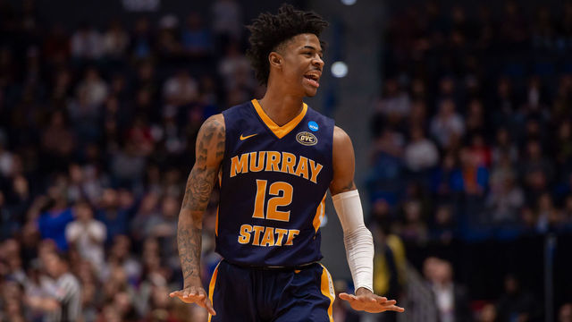 HARTFORD, CT - MARCH 23: Murray State Racers guard Ja Morant (12) during the NCAA Division I Men's Championship second round college basketball game between the Florida State Seminoles and the Murray State Racers on March 23, 2019 at XL Center in Hartford, CT.
