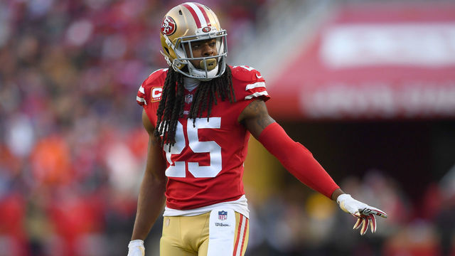 SANTA CLARA, CA - DECEMBER 23: Richard Sherman #25 of the San Francisco 49ers looks on against the Chicago Bears during an NFL football game at Levi's Stadium on December 23, 2018 in Santa Clara, California.
