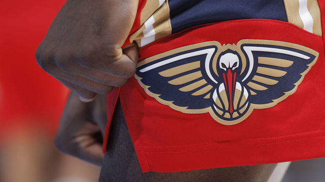 SACRAMENTO, CA - DECEMBER 23: The logo of the New Orleans Pelicans during the game against the Sacramento Kings on December 23, 2018 at Golden 1 Center in Sacramento, California. NOTE TO USER: User expressly acknowledges and agrees that, by downloading and or using this photograph, User is consenting to the terms and conditions of the Getty Images Agreement. Mandatory Copyright Notice: Copyright 2018 NBAE