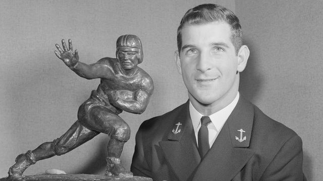 Joe Bellino, halfback for Navy, was awarded the Heisman Trophy in 1960.