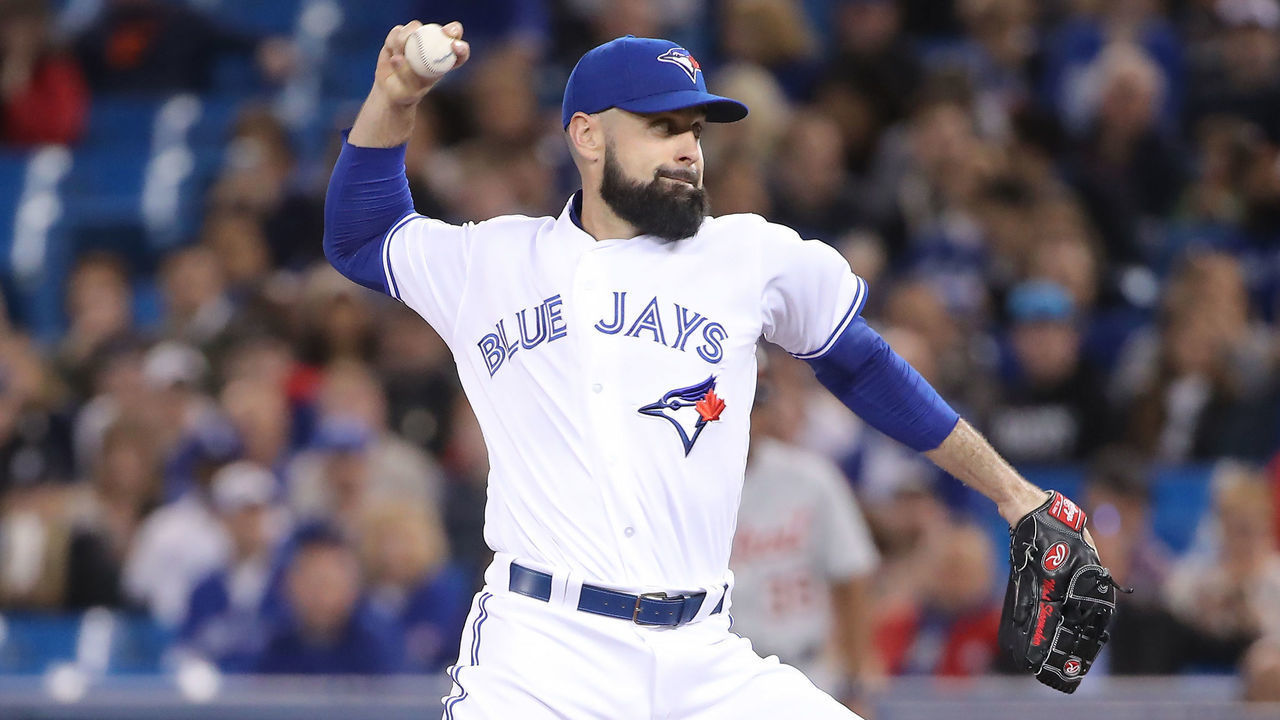 TORONTO, ON - MARCH 29: Matt Shoemaker #34 of the Toronto Blue Jays delivers a pitch in the first inning during MLB game action against the Detroit Tigers at Rogers Centre on March 29, 2019 in Toronto, Canada.