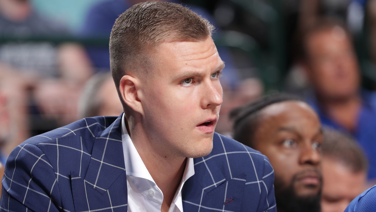 DALLAS, TX - MARCH 26: Kristaps Porzingis #6 of the Dallas Mavericks looks on during the game against the Sacramento Kings on March 26, 2019 at the American Airlines Center in Dallas, Texas. NOTE TO USER: User expressly acknowledges and agrees that, by downloading and/or using this photograph, user is consenting to the terms and conditions of the Getty Images License Agreement. Mandatory Copyright Notice: Copyright 2019 NBAE