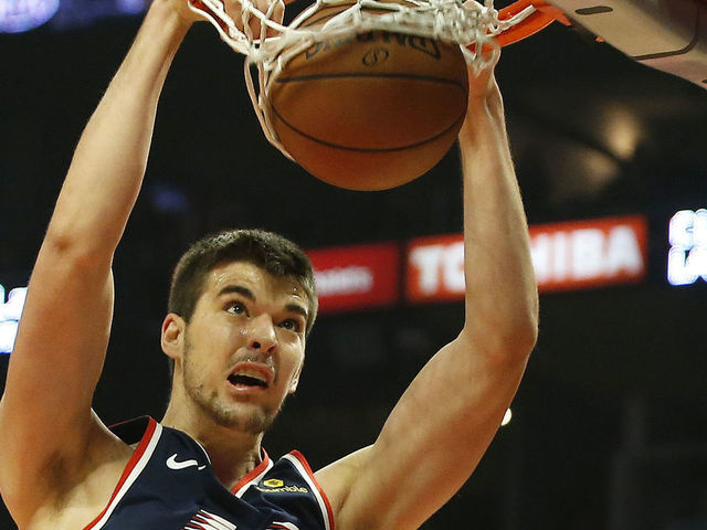LOS ANGELES, CA - MARCH 30: Los Angeles Clippers center Ivica Zubac (40) dunks the ball during the game against the Cleveland Cavaliers on March 30, 2019, at Staples Center in Los Angeles, CA.