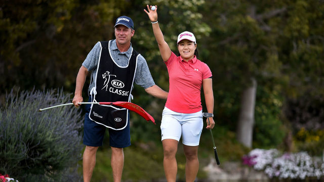 CARLSBAD, CALIFORNIA - MARCH 31: Nasa Hatoka of Japan acknowledges the gallery after winning the Kia Classic at the Aviara Golf Club on March 31, 2019 in Carlsbad, California.