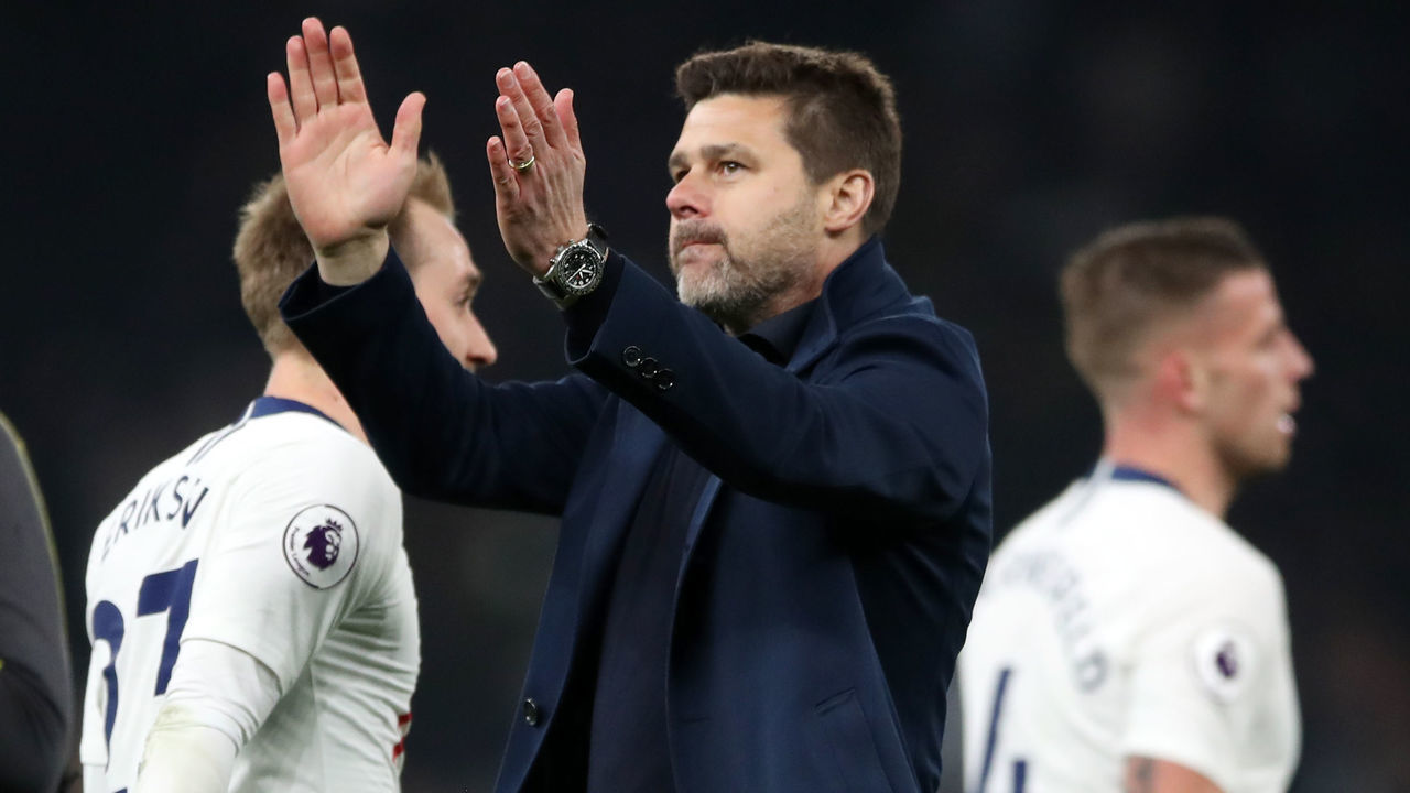 Tottenham Hotspur manager Mauricio Pochettino applauds the fans after the final whistle during the Premier League match at The Tottenham Hotspur Stadium, London.