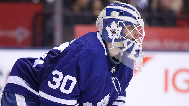 TORONTO, ON- JANUARY 12 - Toronto Maple Leafs goaltender Michael Hutchinson (30) as the Toronto Maple Leafs fall to the Boston Bruins 3-2 at Scotiabank Arena in Toronto. January 12, 2019. (Steve Russell/Toronto Star via Getty Images)