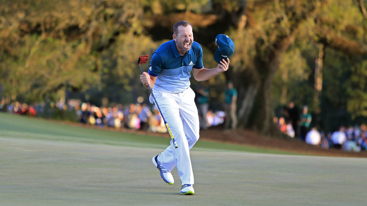 Sergio Garcia of Spain wins in a playoff against Justin Rose of England during the final round of the Masters at Augusta National Golf Club, Sunday, April 9, 2017.