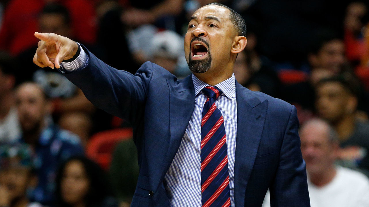 MIAMI, FL - NOVEMBER 12: Assistant coach Juwan Howard of the Miami Heat in action against the Philadelphia 76ers during the second half at American Airlines Arena on November 12, 2018 in Miami, Florida.