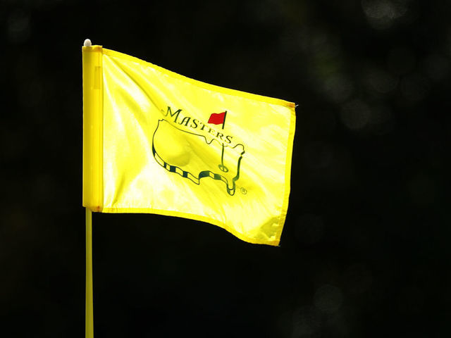 AUGUSTA, GA - APRIL 08: A Masters pin flag is displayed during the final round of the 2018 Masters Tournament at Augusta National Golf Club on April 8, 2018 in Augusta, Georgia.
