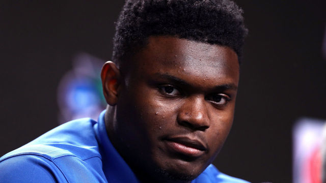 MINNEAPOLIS, MINNESOTA - APRIL 05: Zion Williamson of the Duke Blue Devils speaks during a press conference after being awarded the USBWA Oscar Robertson Trophy Player of the Year prior to the 2019 NCAA men's Final Four at U.S. Bank Stadium on April 5, 2019 in Minneapolis, Minnesota.