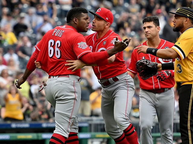 Derek Dietrich admires homer into Allegheny