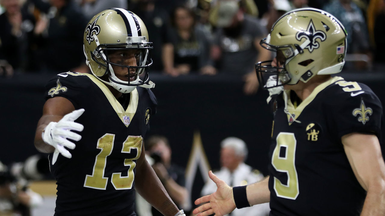 NEW ORLEANS, LOUISIANA - JANUARY 13: Michael Thomas #13 of the New Orleans Saints during the NFC Divisional Playoff at the Mercedes Benz Superdome on January 13, 2019 in New Orleans, Louisiana.