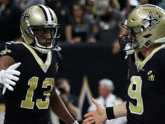 NEW ORLEANS, LOUISIANA - JANUARY 13: Michael Thomas #13 of the New Orleans Saints during the NFC Divisional Playoff at the Mercedes Benz Superdome on January 13, 2019 in New Orleans, Louisiana.