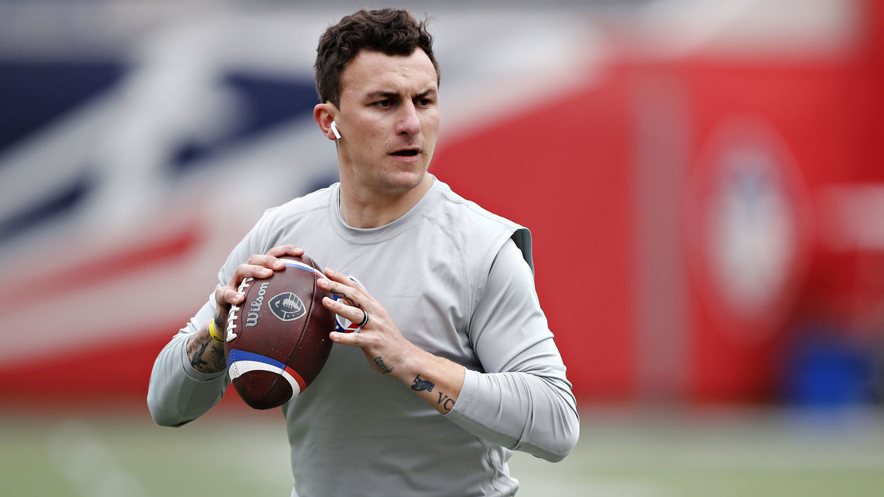MEMPHIS, TN - MARCH24: Johnny Manziel #2 of the Memphis Express warms up before a game against the Birmingham Iron at the Liberty Bowl Memorial Stadium on March 24, 2019 in Memphis, Tennessee. The Express defeated the Iron 31-25.