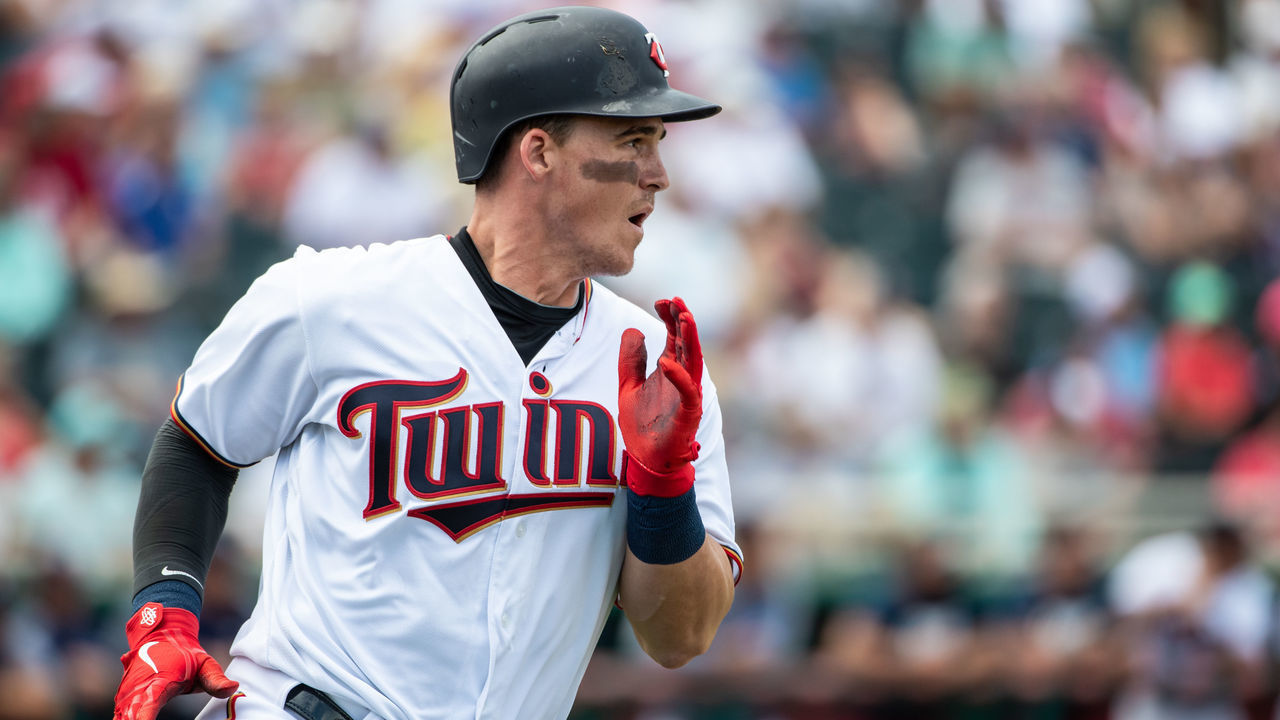 FORT MYERS, FL- MARCH 01: Tyler Austin #31 of the Minnesota Twins runs during a spring training game against the Boston Red Sox on March 1, 2019 at Hammond Stadium in Fort Myers, Florida.