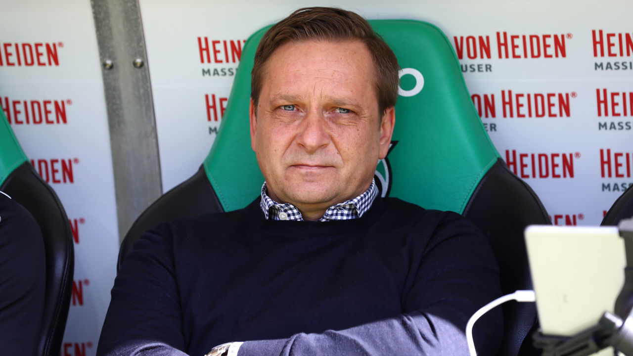 HANOVER, GERMANY - MARCH 31: Sports Director, Horst Heldt looks on ahead of the Bundesliga match between Hannover 96 and FC Schalke 04 at HDI-Arena on March 31, 2019 in Hanover, Germany.